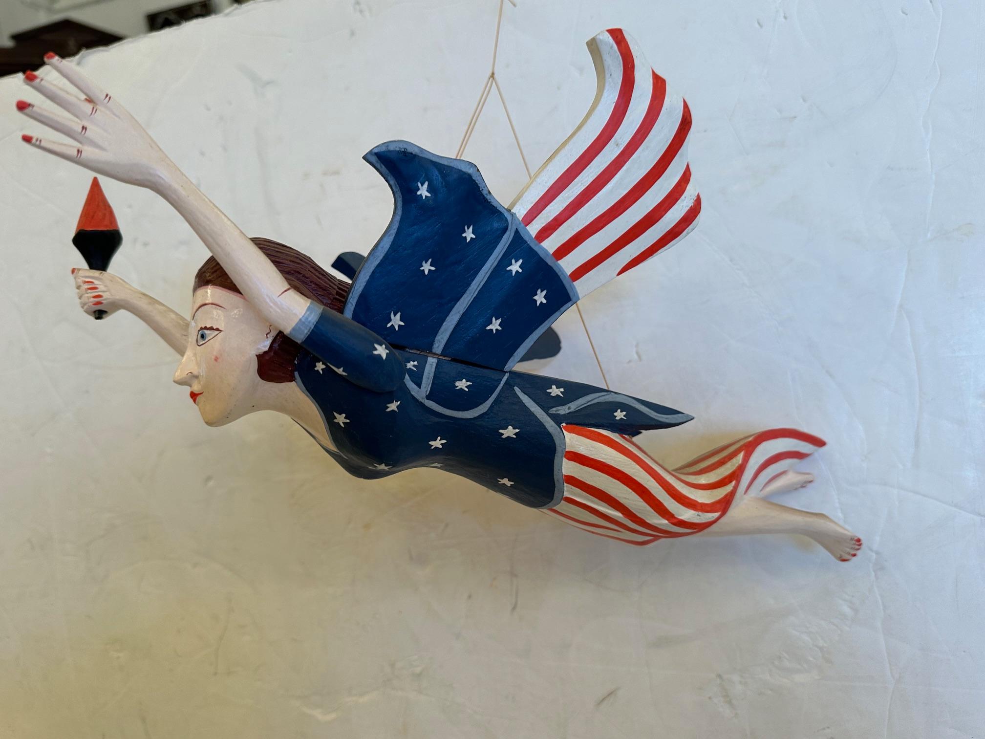 Whimsical Folk Art Painted Lady Liberty Political Figure For Sale 2