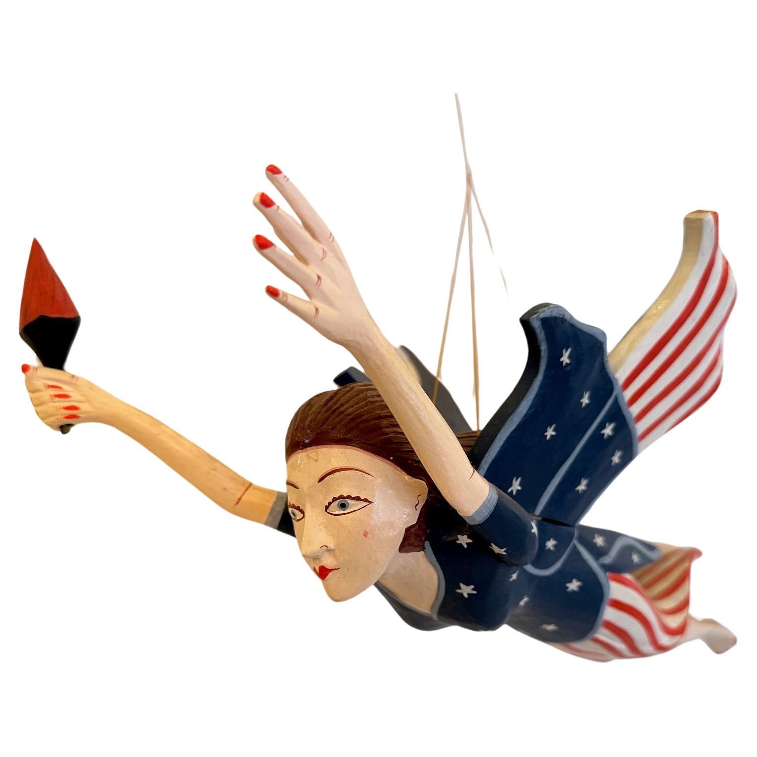 Whimsical Folk Art Painted Lady Liberty Politische Figur