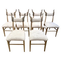 Stravaganti sedie da pranzo francesi intagliate in Wood Horn, set di sei (6)