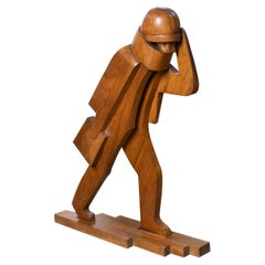 Whimsical Giant Size Walnut Sculpture "Pedestrian" by Carmen T. Hemens