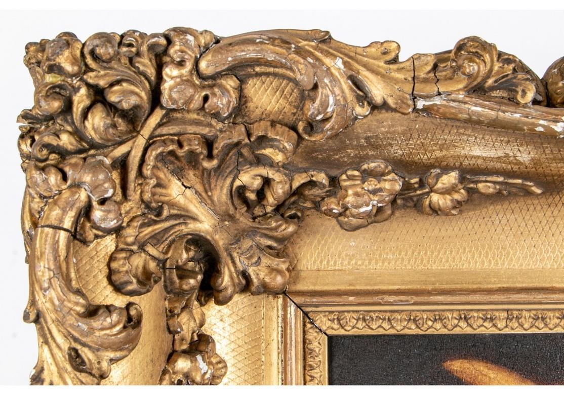 Wood Whimsical Gilt Framed 19th C. Oil on Panel, Portrait of a Terrier For Sale