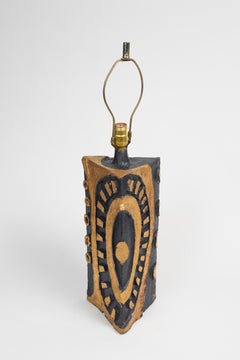 Lámpara caprichosa de cerámica dorada y negra de Charles Sucsan