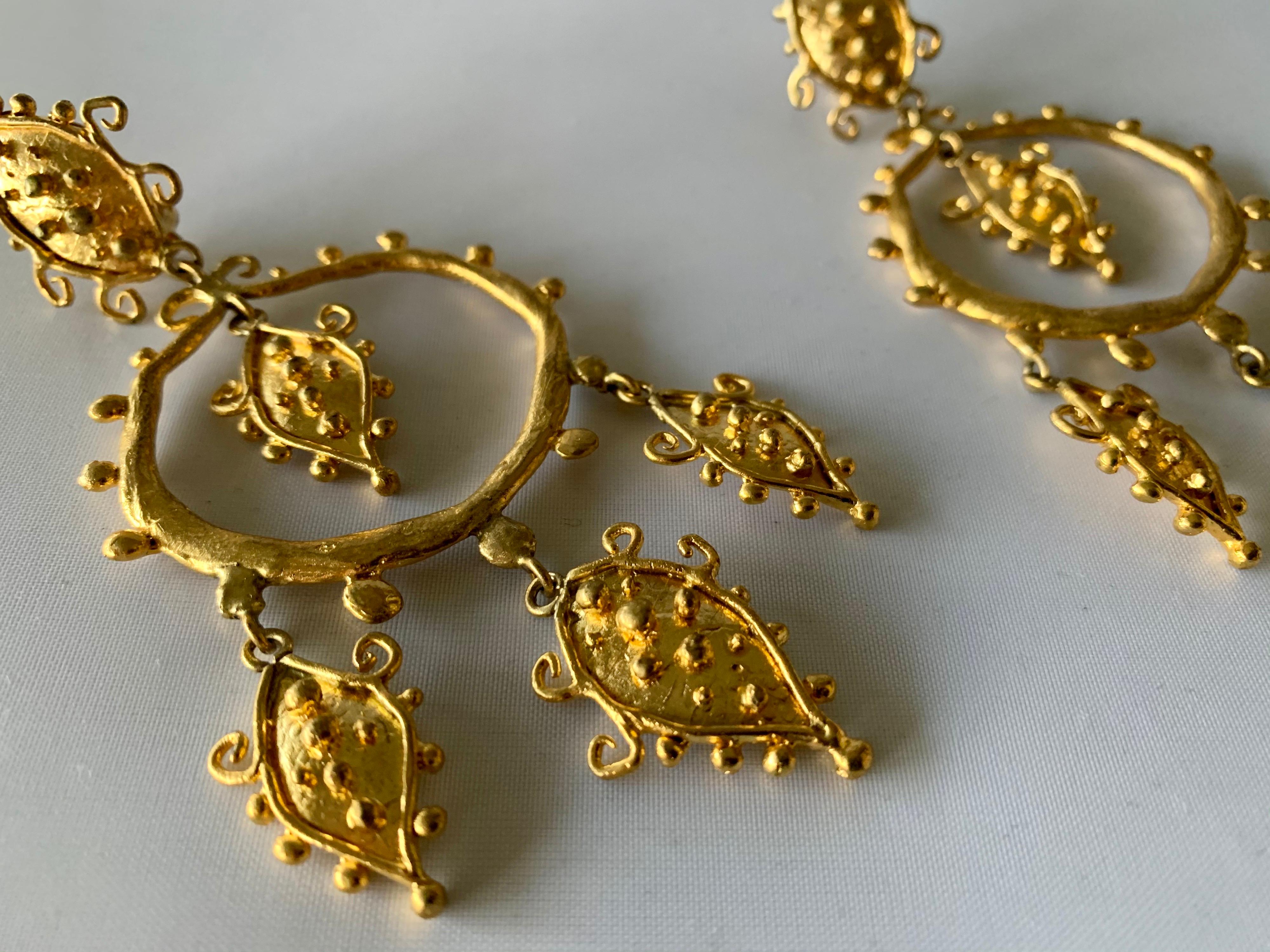 Whimsical Gold Statement Earrings by Herve Van Der Straeten In Excellent Condition In Palm Springs, CA