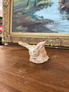 Whimsical Hand-Built Ceramic Creature Sculpture with Long Ears.