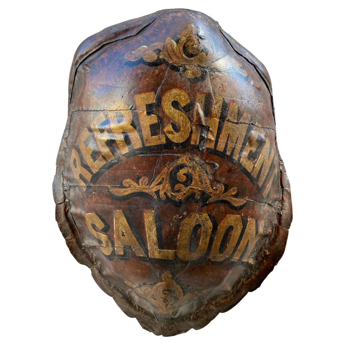 Whimsical Hand Painted Antique Turtle Shell at 1stDibs