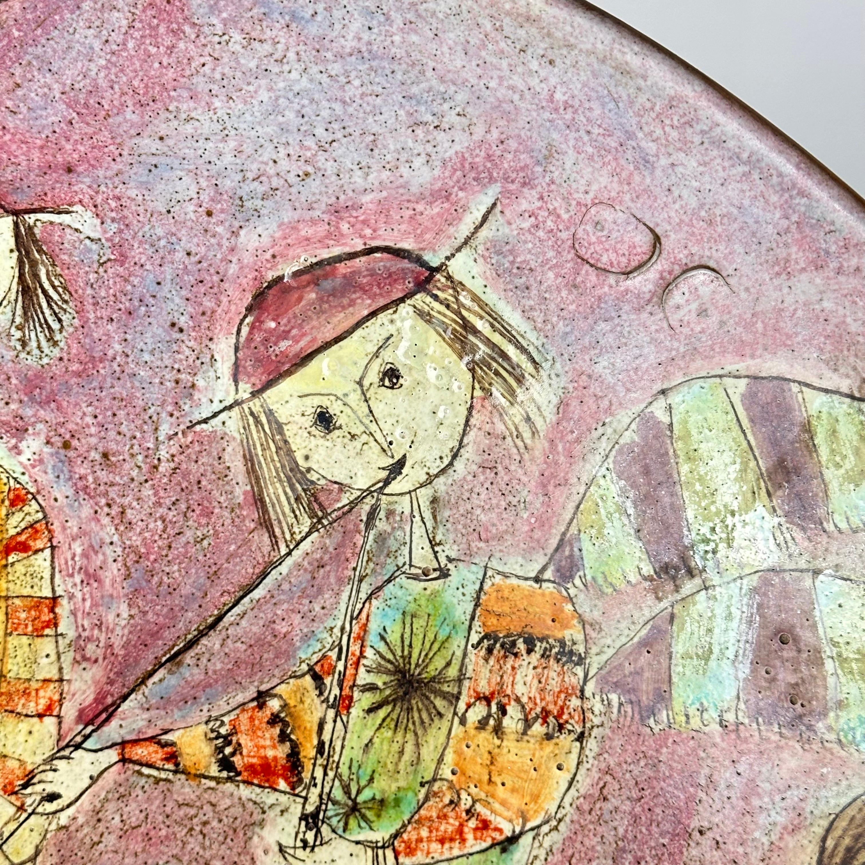 Whimsical Hand-Painted Ceramic Plate by Baratti Pesaro, 1970s  For Sale 5