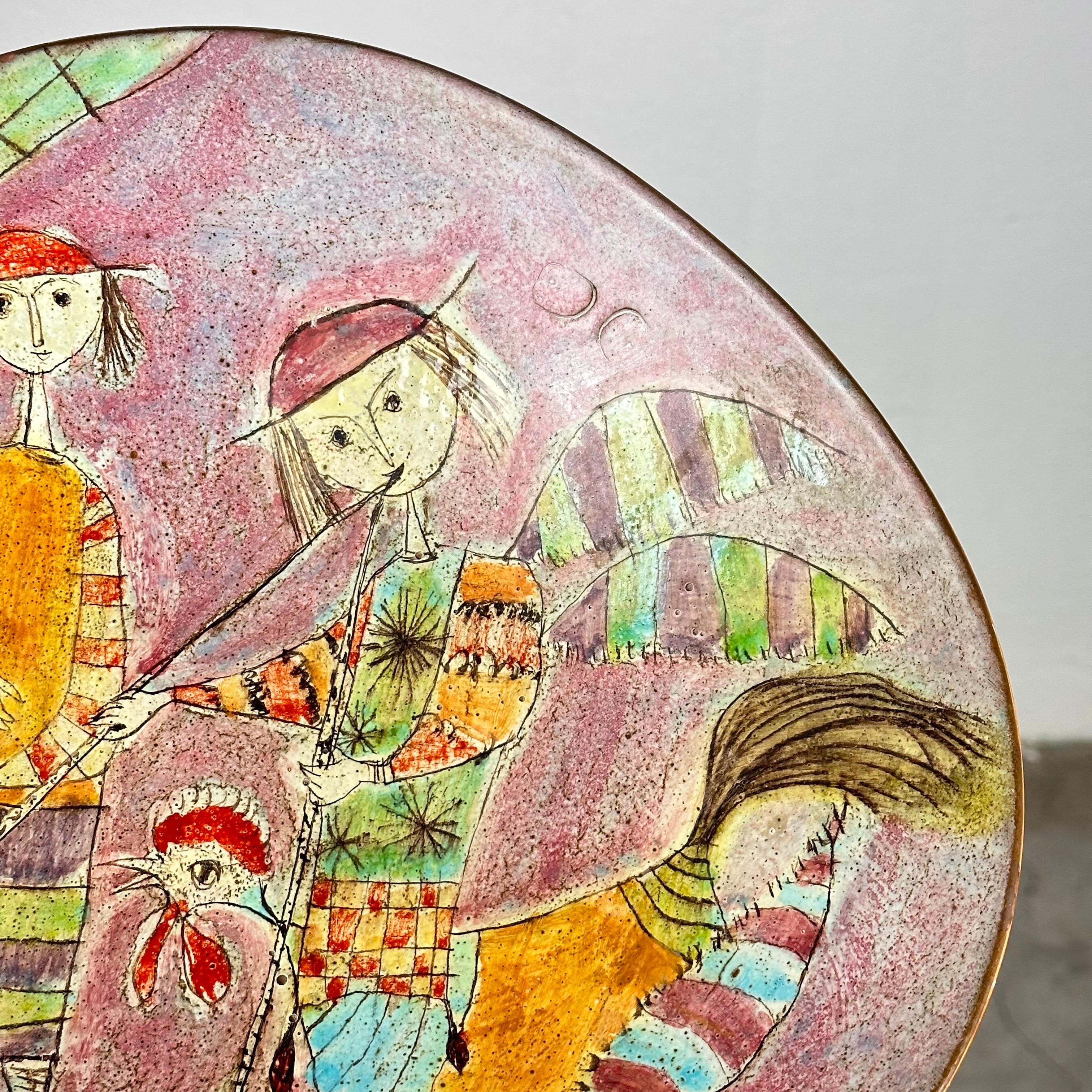 Late 20th Century Whimsical Hand-Painted Ceramic Plate by Baratti Pesaro, 1970s  For Sale