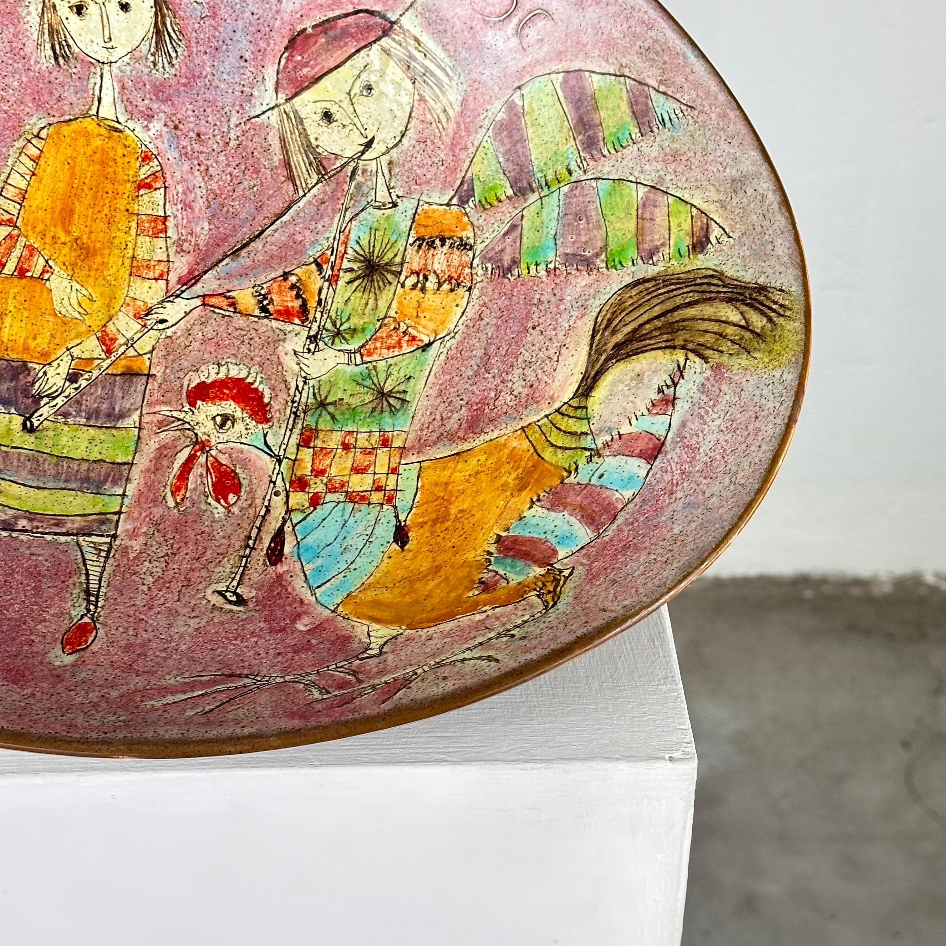 Whimsical Hand-Painted Ceramic Plate by Baratti Pesaro, 1970s  For Sale 1