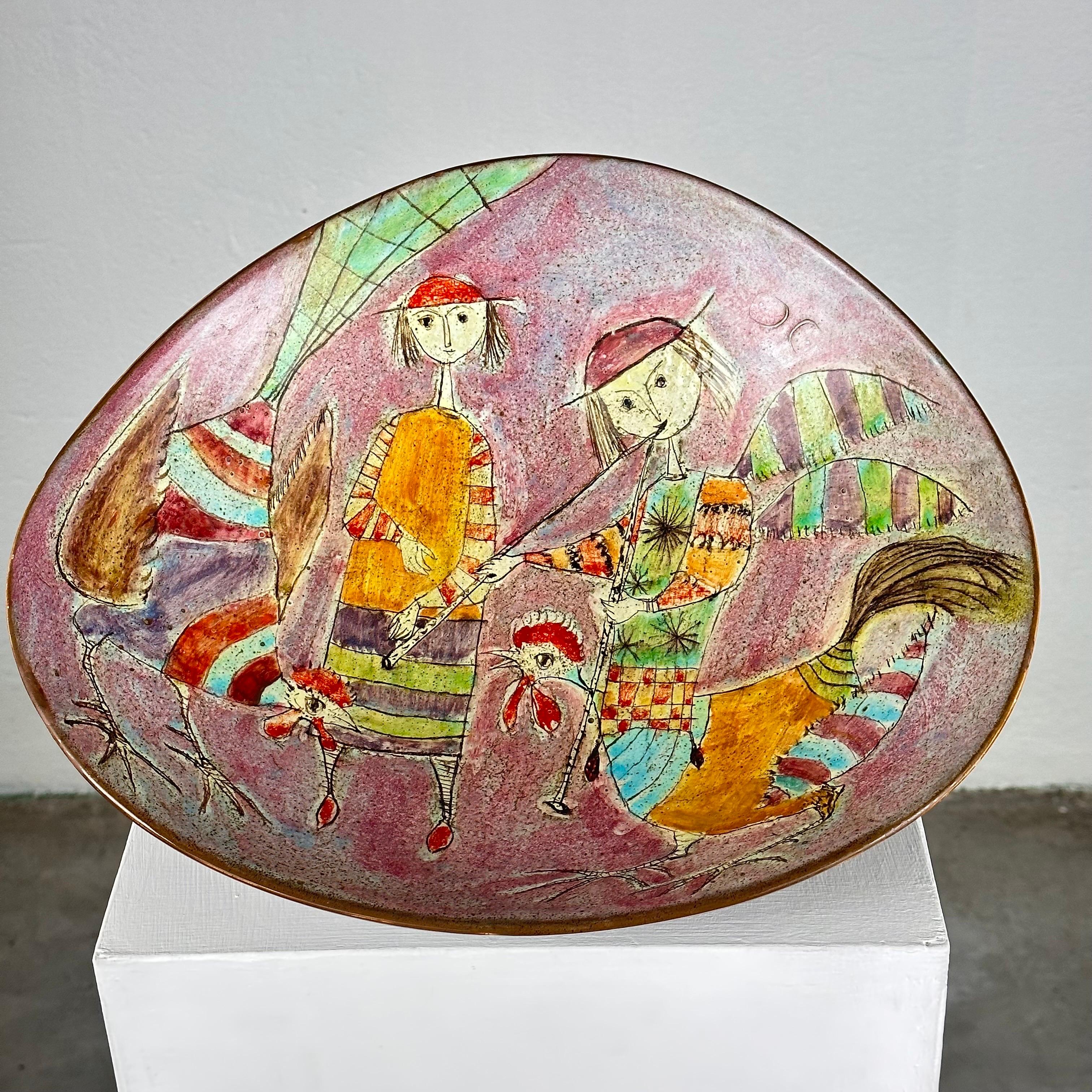 Whimsical Hand-Painted Ceramic Plate by Baratti Pesaro, 1970s  For Sale 2