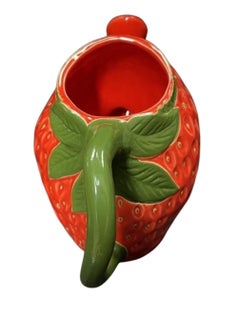 Whimsical Hand-Painted Ceramic Strawberry Watering Can - Garden Decor