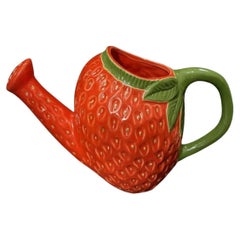 Whimsical Hand-Painted Ceramic Strawberry Watering Can - Garden Decor