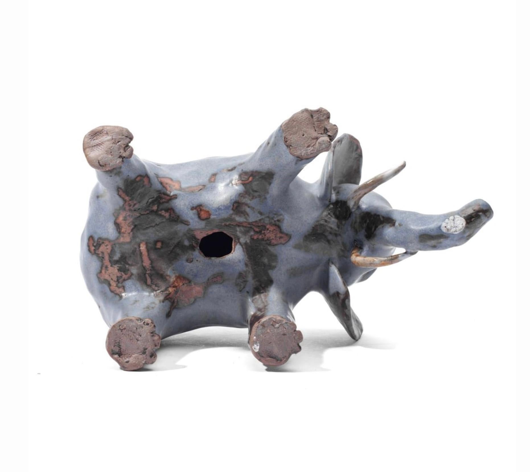 Éléphant fantaisiste en poterie émaillée, tourné à la main en vente 11