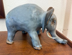Whimsical Hand Thrown Glazed Pottery Elephant