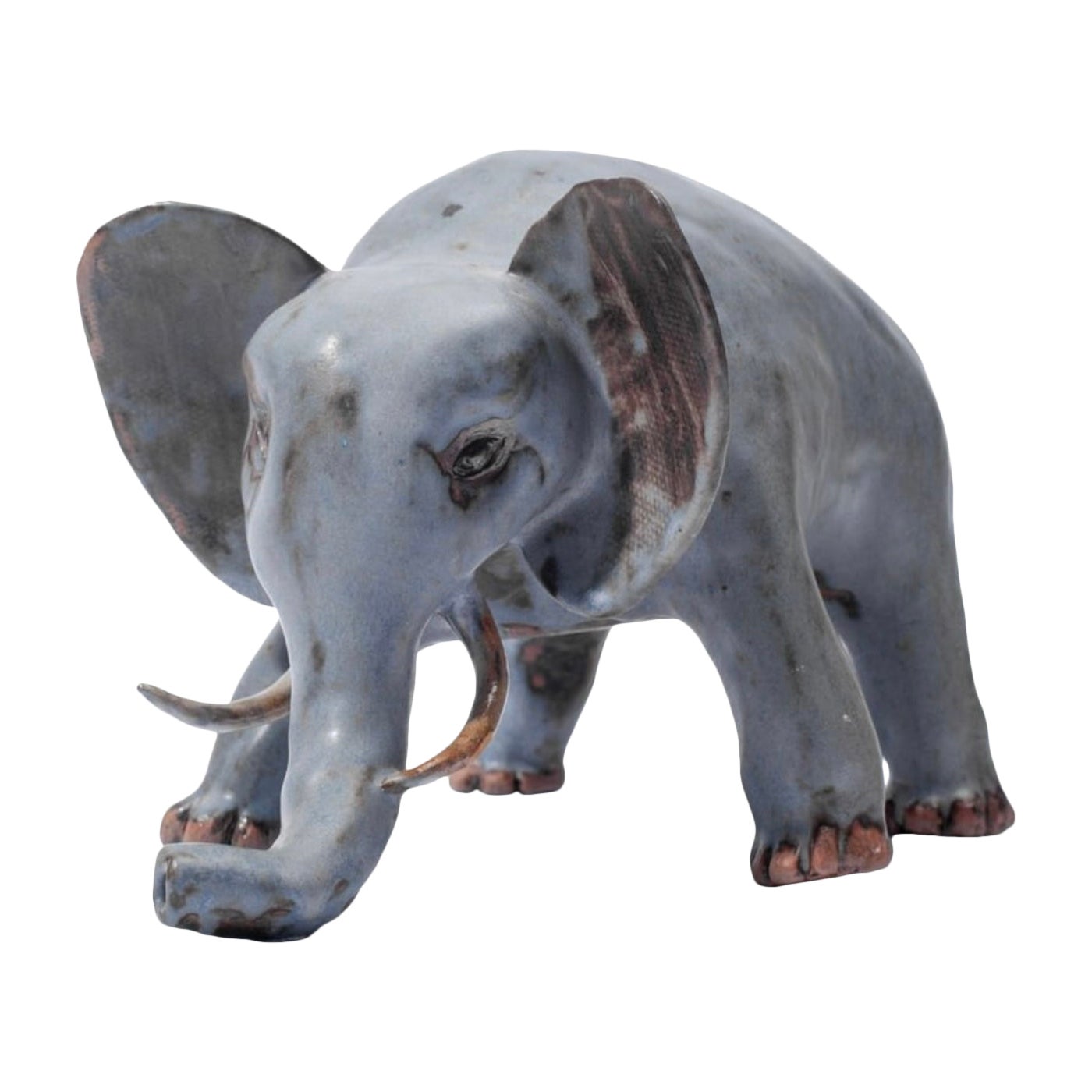Elefante stravagante in ceramica smaltata, realizzato a mano