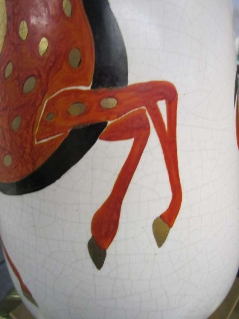 Skurrile italienische handbemalte Pferdlampe Zaccagnini Marbro, Mid-Century Modern im Zustand „Gut“ im Angebot in Pemberton, NJ