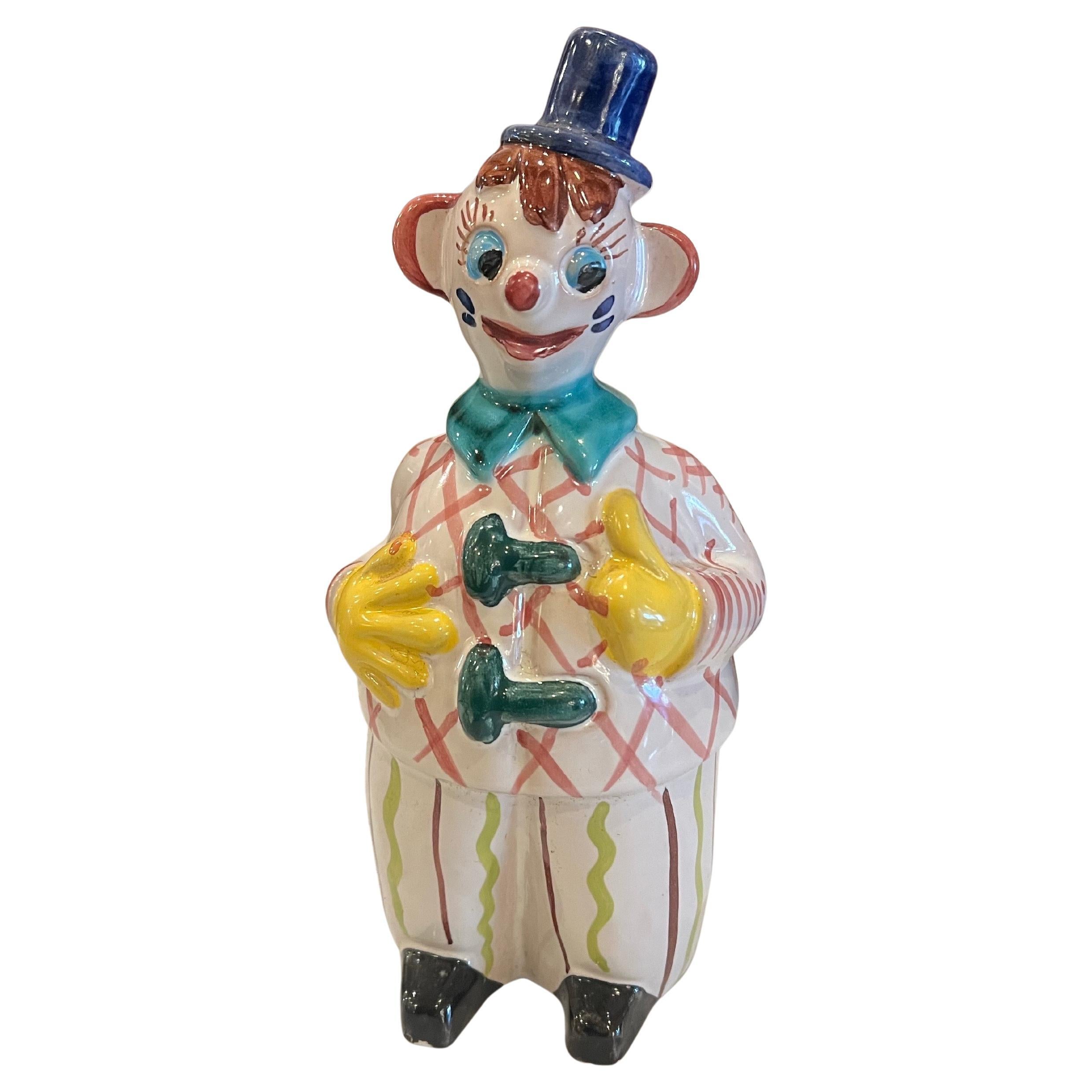 Caprichoso salvamonedas italiano de cerámica con forma de payaso Firmado Italia en Bueno estado para la venta en San Diego, CA