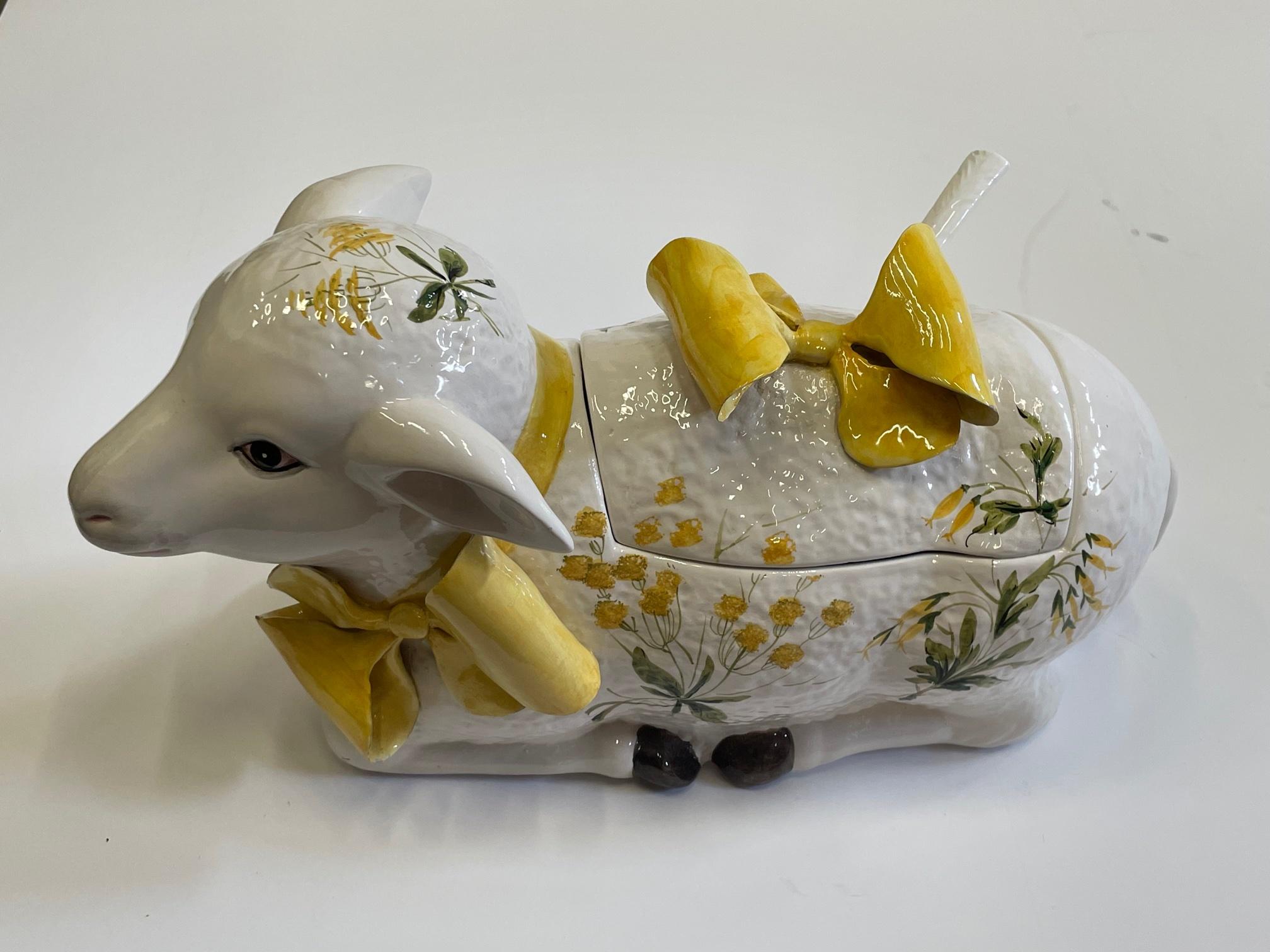 Whimsical Italian Ceramic Lamb Tureen 9