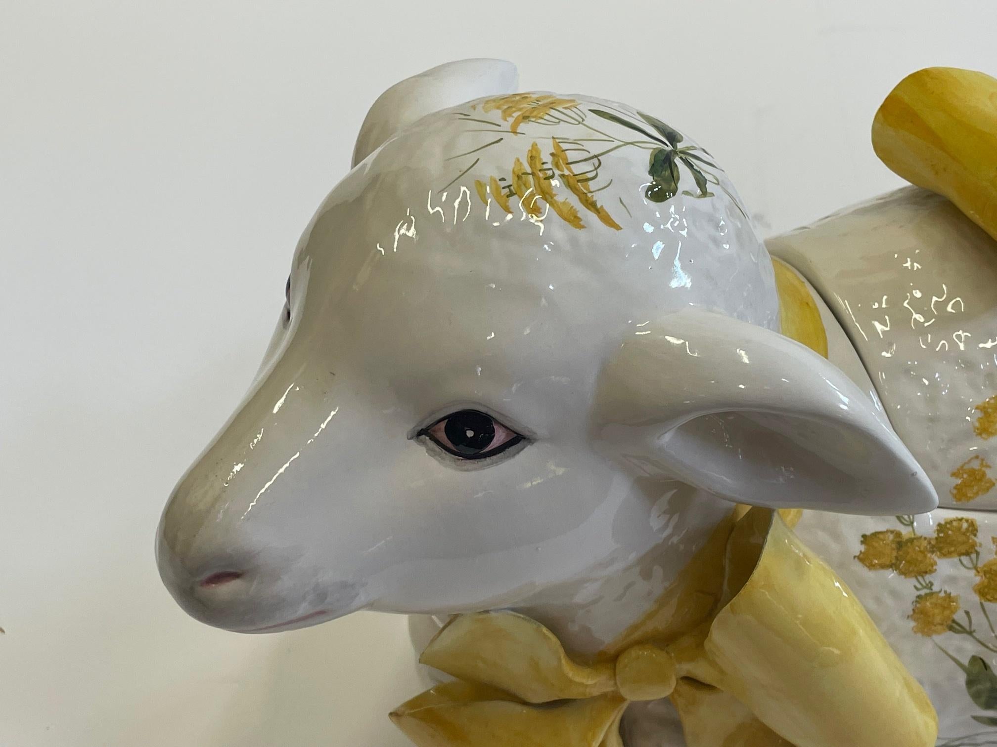 Late 20th Century Whimsical Italian Ceramic Lamb Tureen