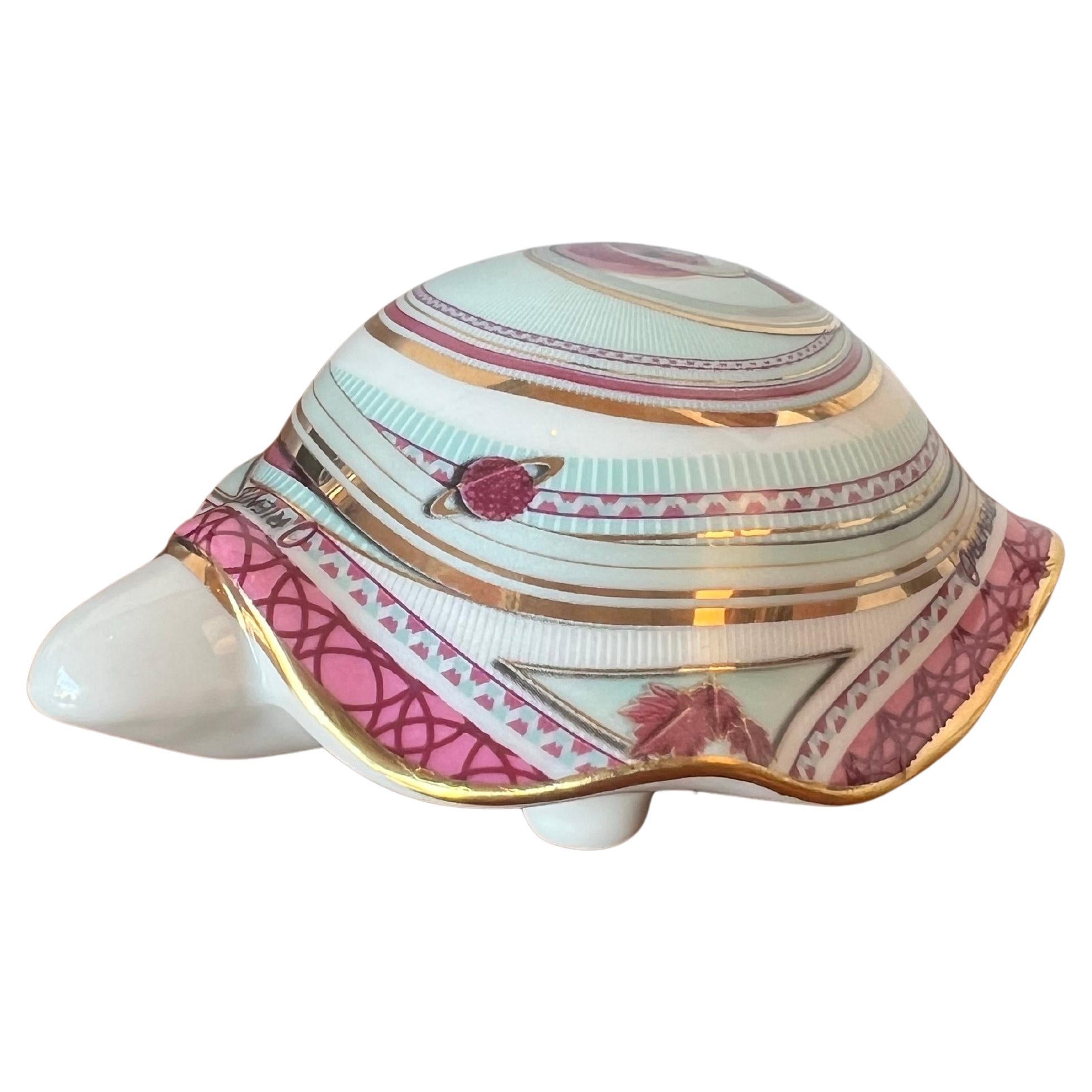 Whimsical Italian Porcelain Turtle Figurine by Gattinoni For Sale