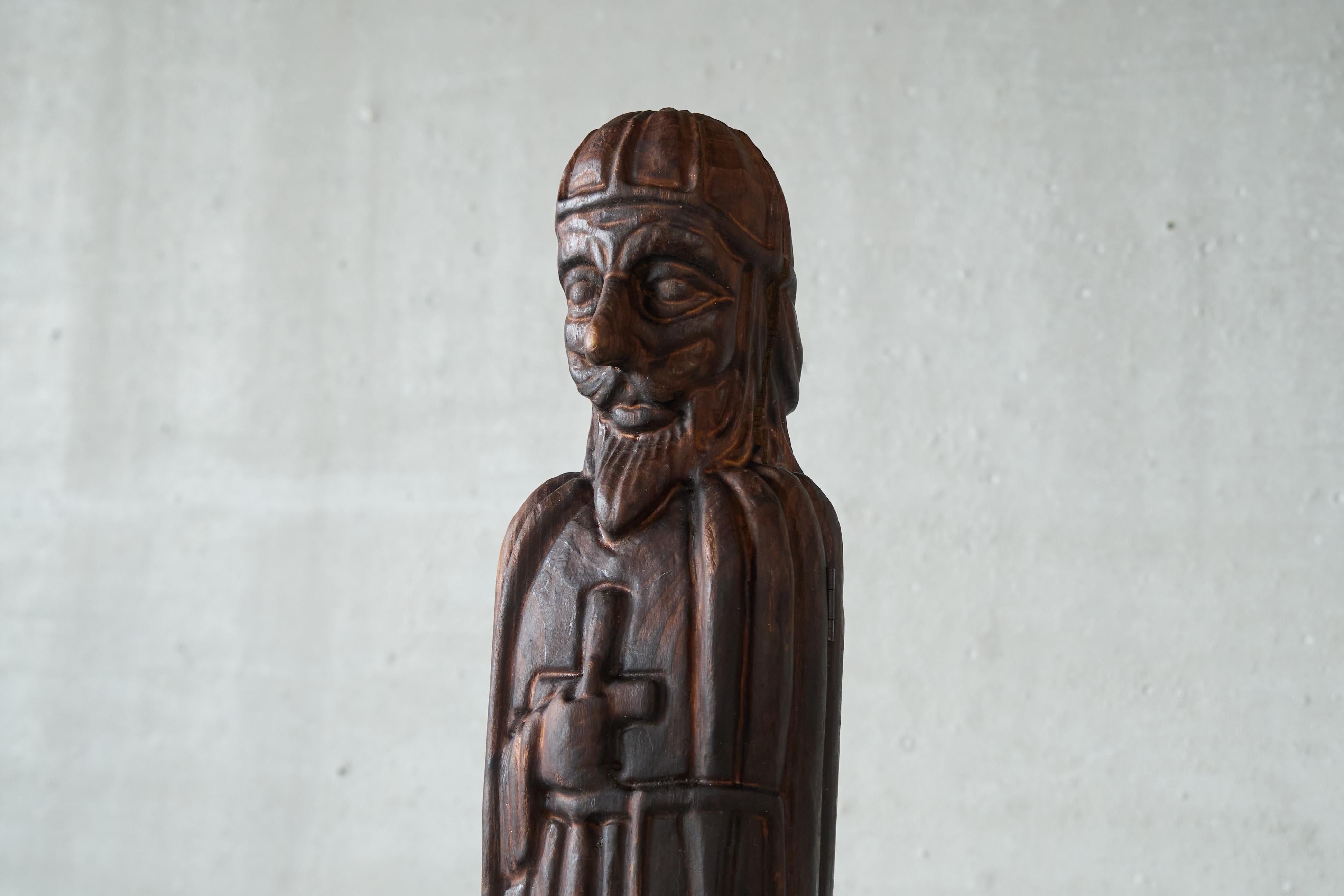 European Whimsical 'Knight' Bottle Holder or Cabinet in Solid Wood 1960s For Sale