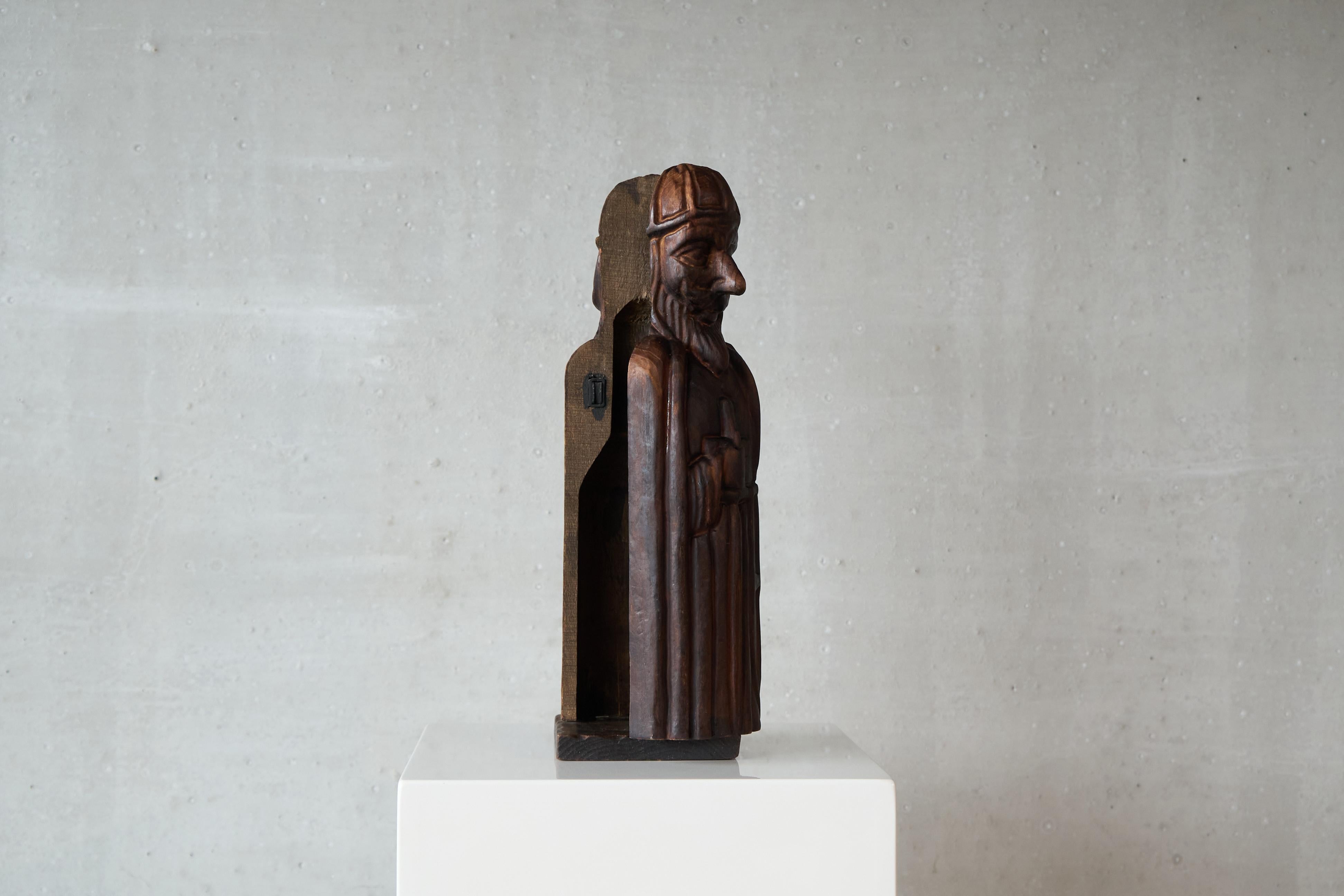 Whimsical 'Knight' Bottle Holder or Cabinet in Solid Wood 1960s For Sale 1