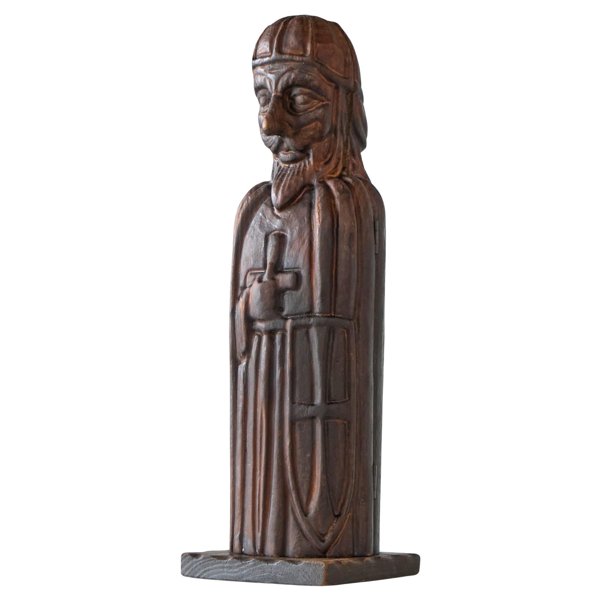 Whimsical 'Knight' Bottle Holder or Cabinet in Solid Wood 1960s