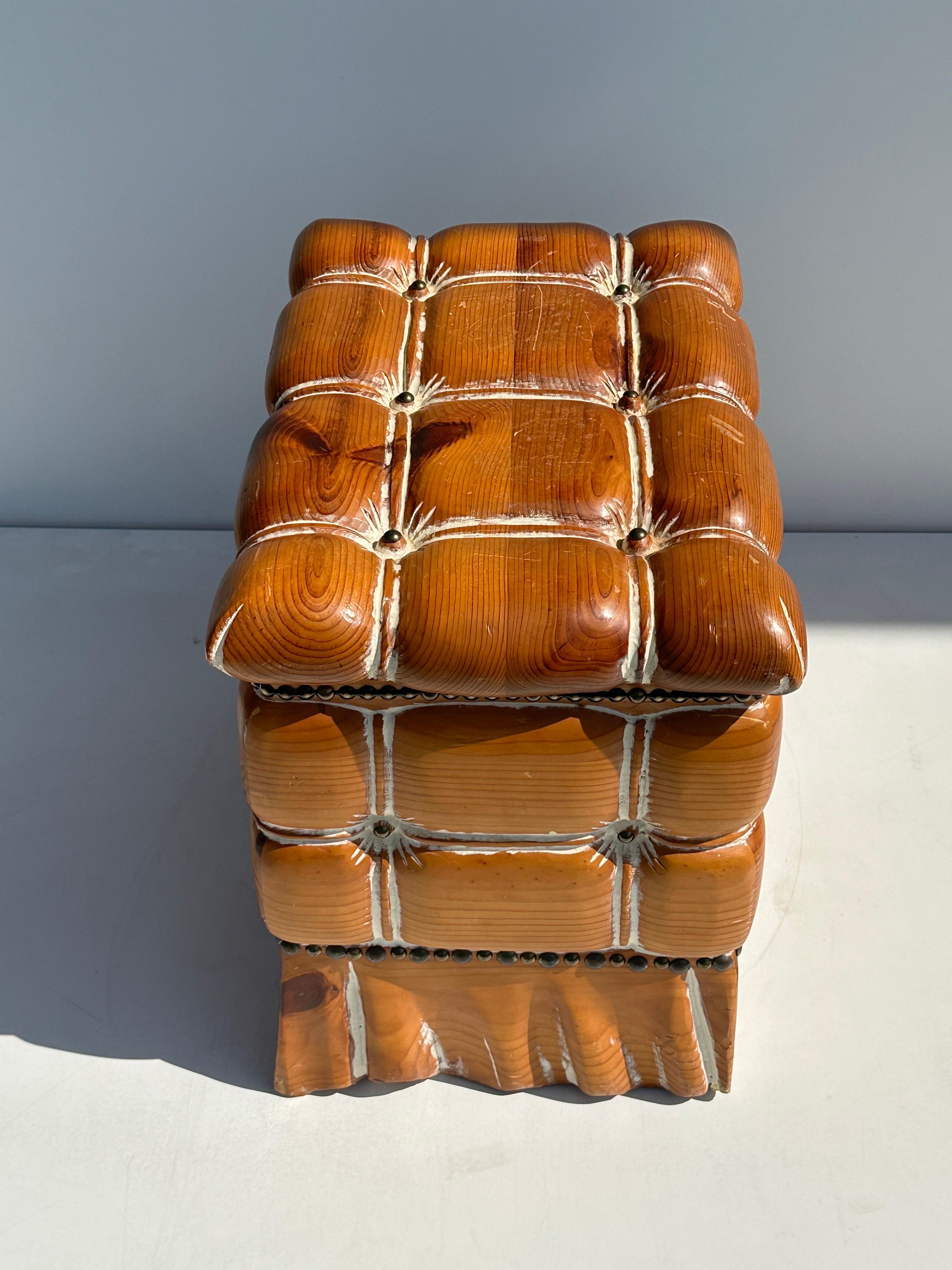Late 20th Century Whimsical Knotty Pine Trunk / Storage Box For Sale