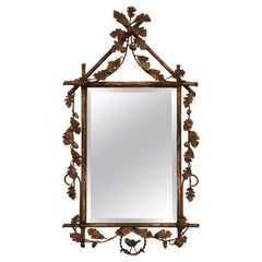 Whimsical La Barge Painted Iron & Tole Mirror with Bird