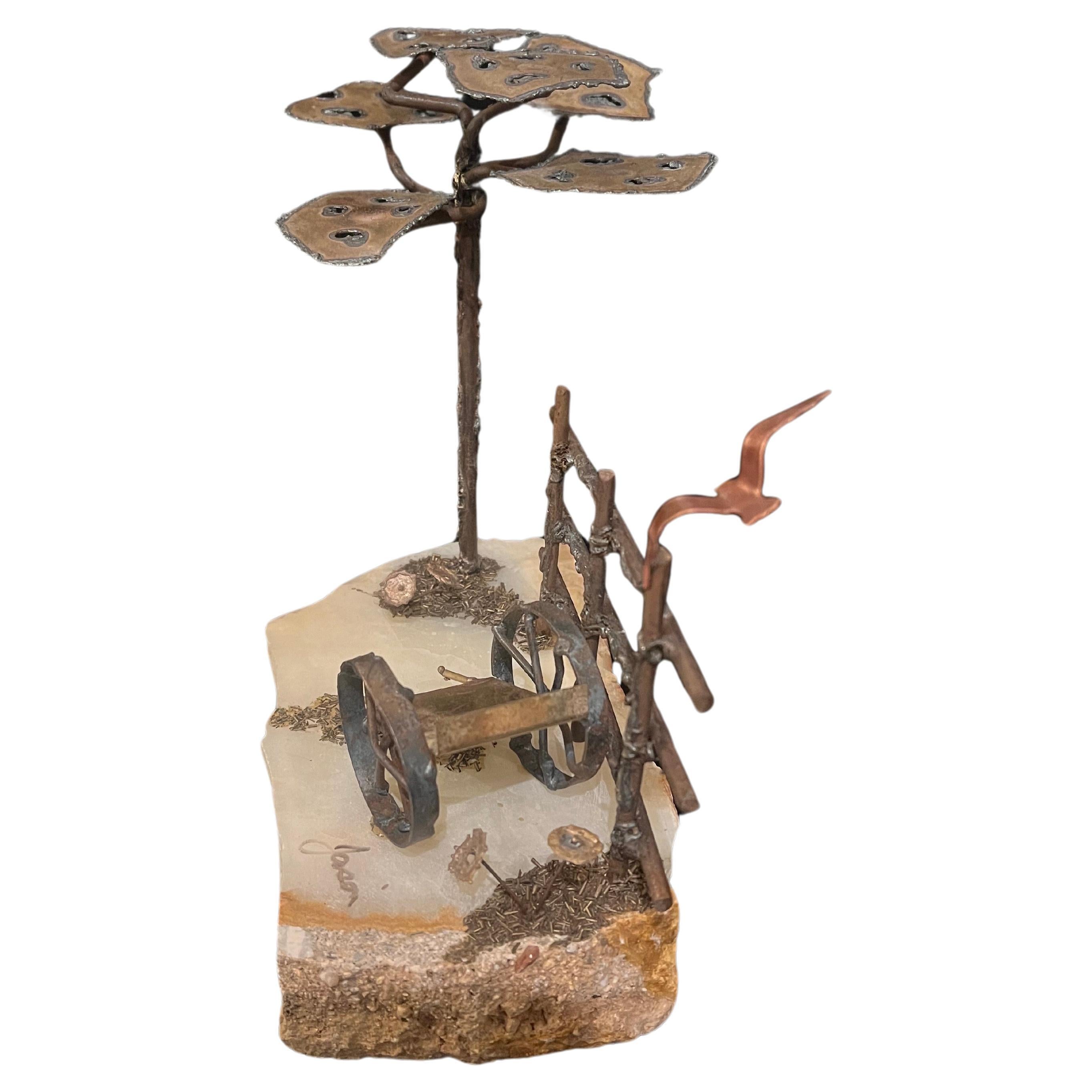 XX secolo Scultura paesaggistica stravagante in bronzo su base di onice in stile Jere in vendita