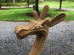 Whimsical Large Rattan Recumbent Giraffe Sculpture