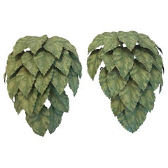 Whimsical Leaf Motife Green Tole Wall Sconces