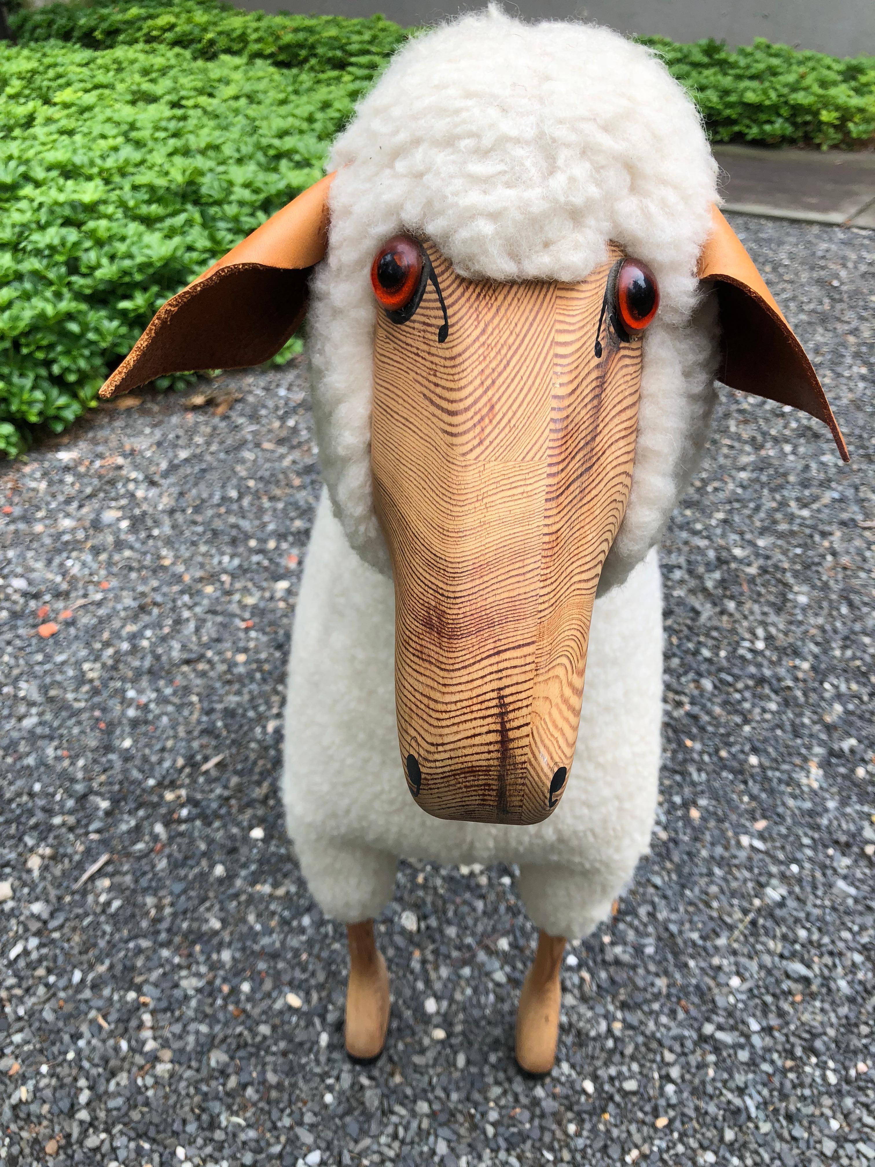 Whimsical Life-Size Sheep Sculpture In Excellent Condition In Hopewell, NJ