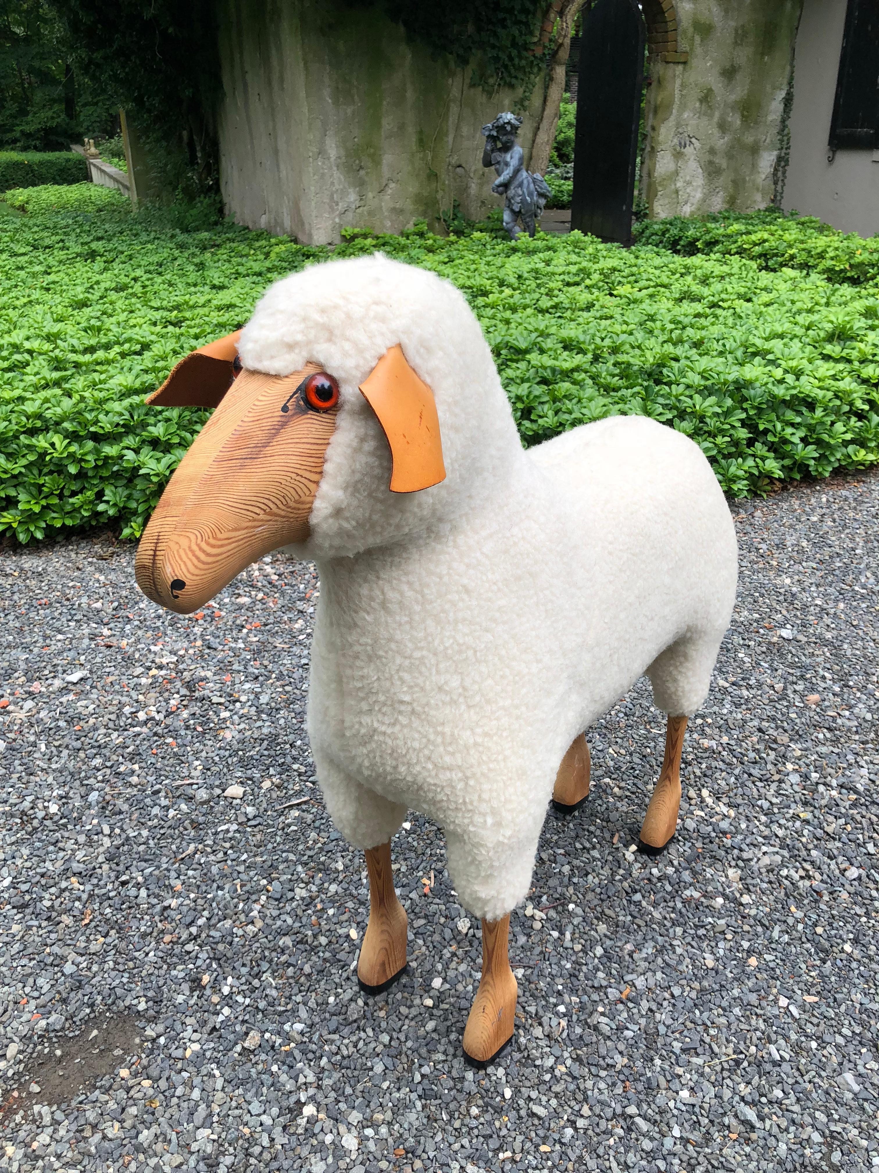 Late 20th Century Whimsical Life-Size Sheep Sculpture
