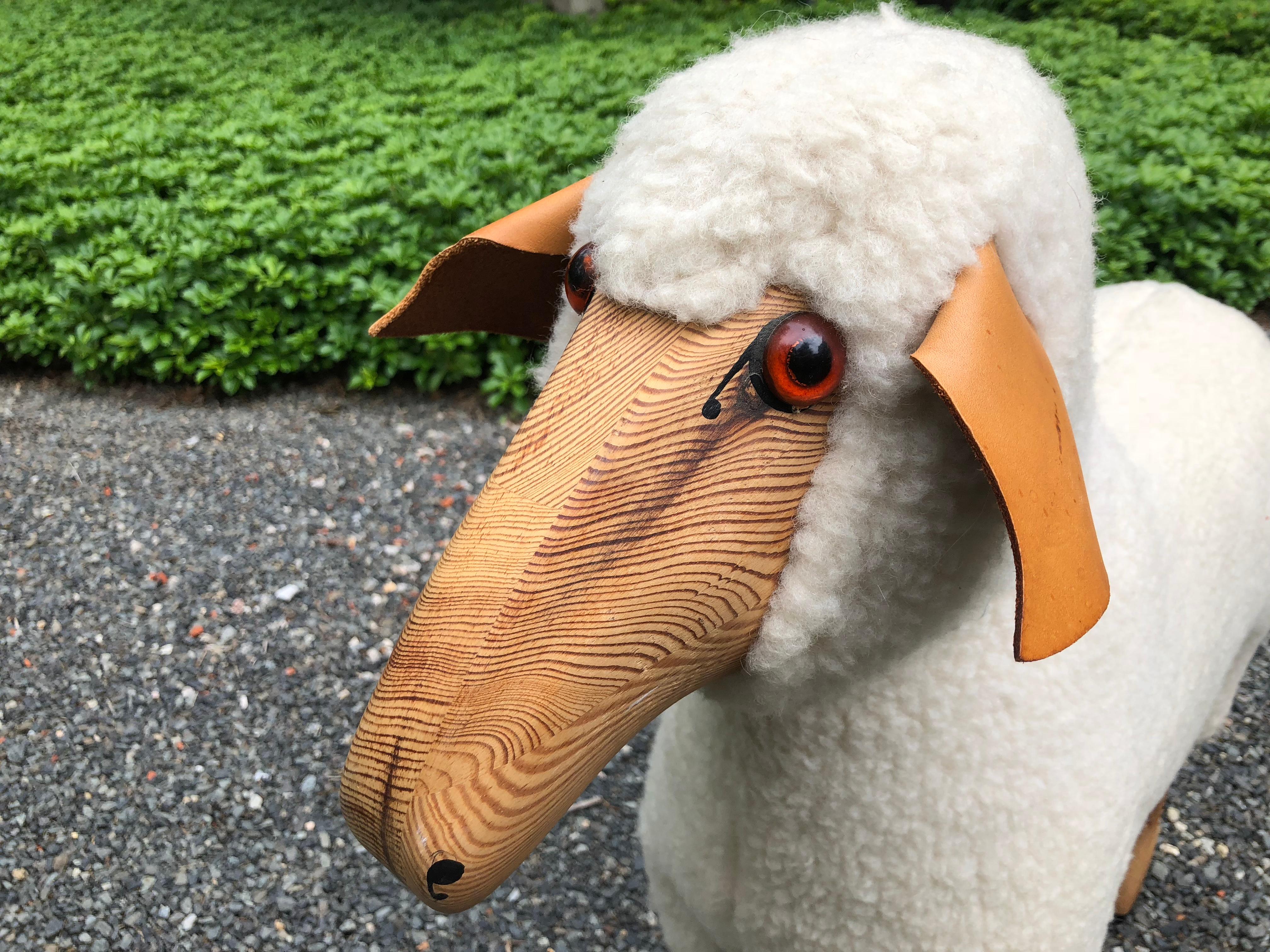 Sheepskin Whimsical Life-Size Sheep Sculpture