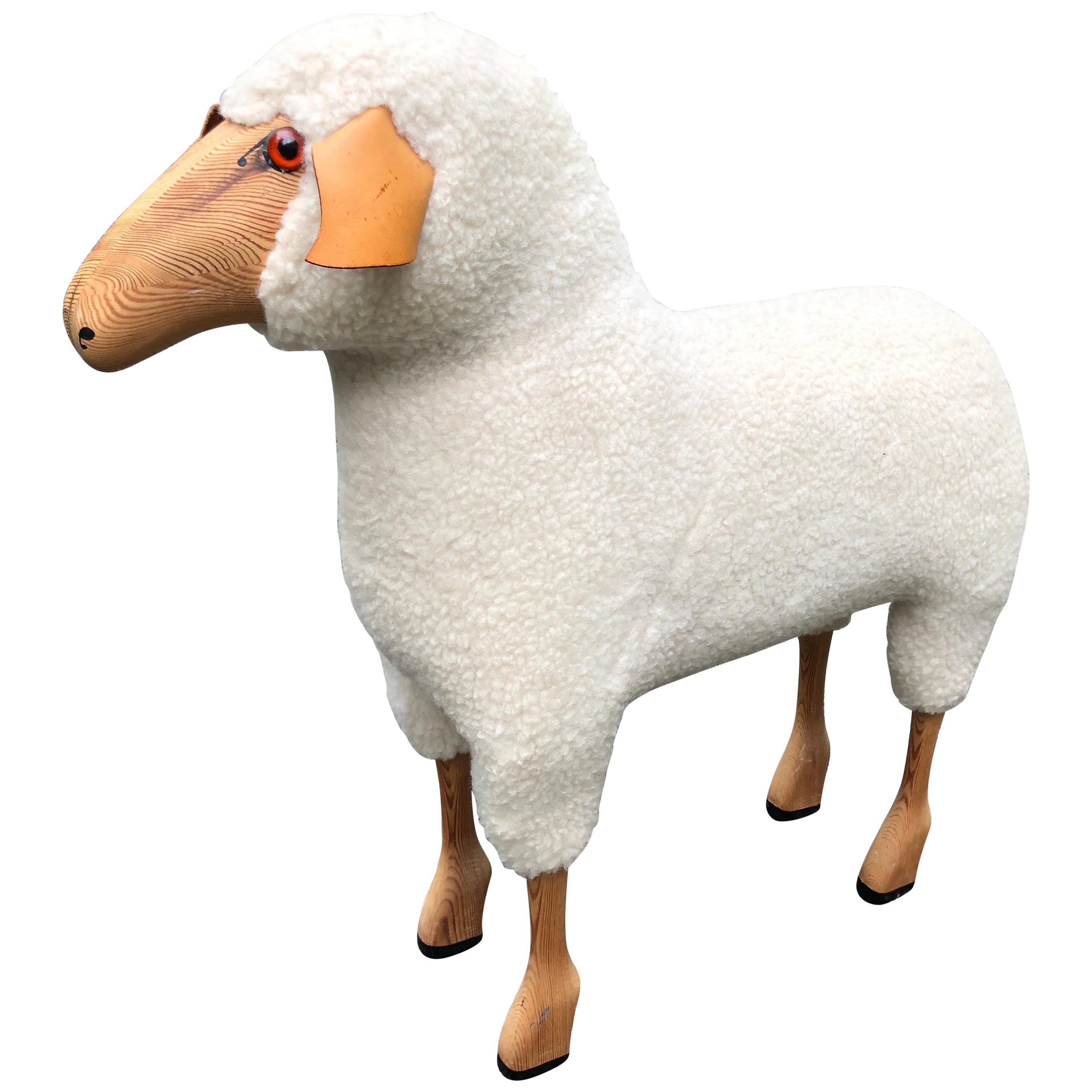 Whimsical Life-Size Sheep Sculpture
