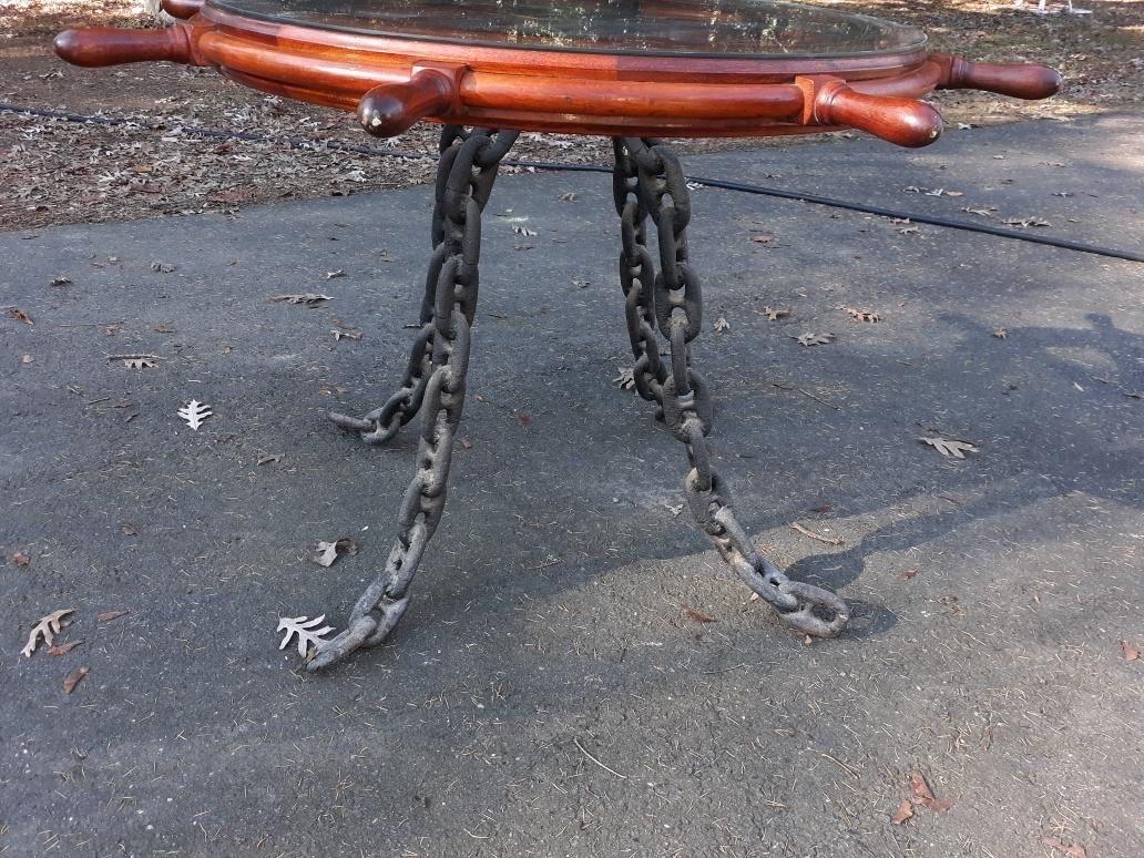 Whimsical Mahogany Ships Wheel Center Table In Excellent Condition For Sale In Lambertville, NJ