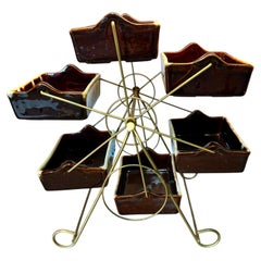 Serveur à Hors d'Oeuvre Tournant "Ferris Wheel" MCM Rare Glidden Pottery