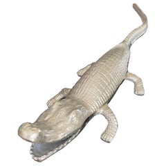Whimsical Metal Alligator Sculpture