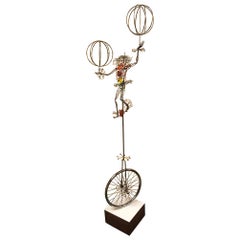 Vintage Whimsical Metal Kinetic Sculpture with Enamel Highlights by Joseph Burlini