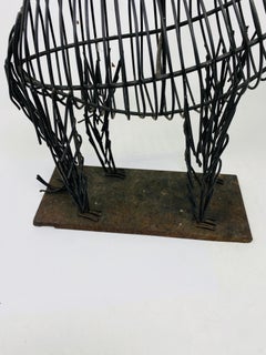 Whimsical Metal Wire Large Lion Sculpture in the Style of C. Jere