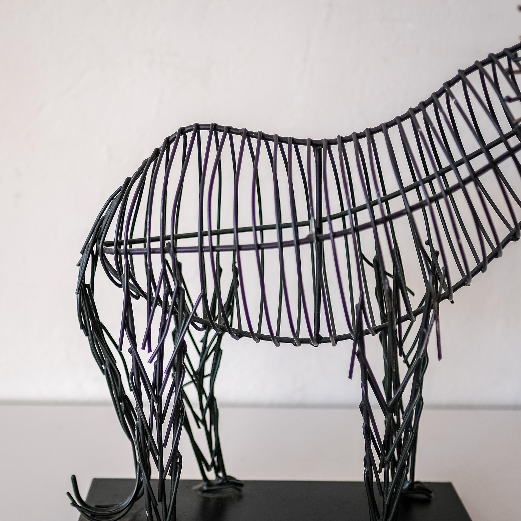 Whimsical Metal Wire Lion Sculpture in the Style of C. Jere In Good Condition For Sale In San Diego, CA