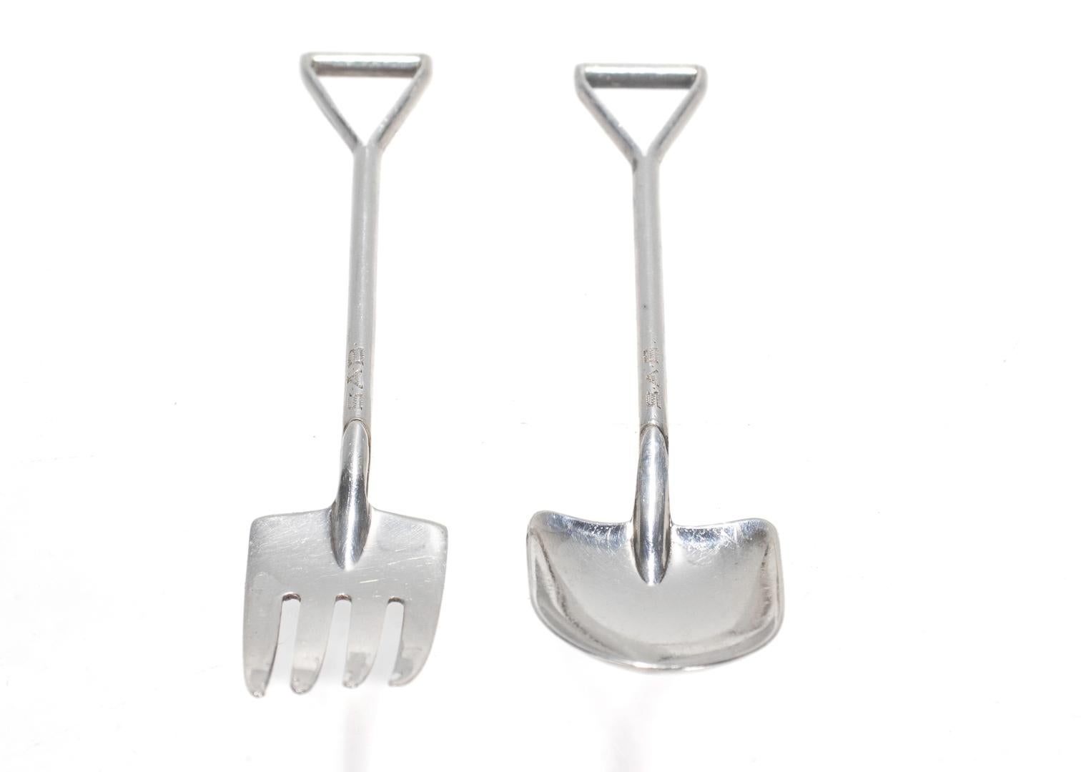 Skurrile Mid-Century Felmore Sterling Silber Schaufel & Spaten geformt Gabel & Löffel 4