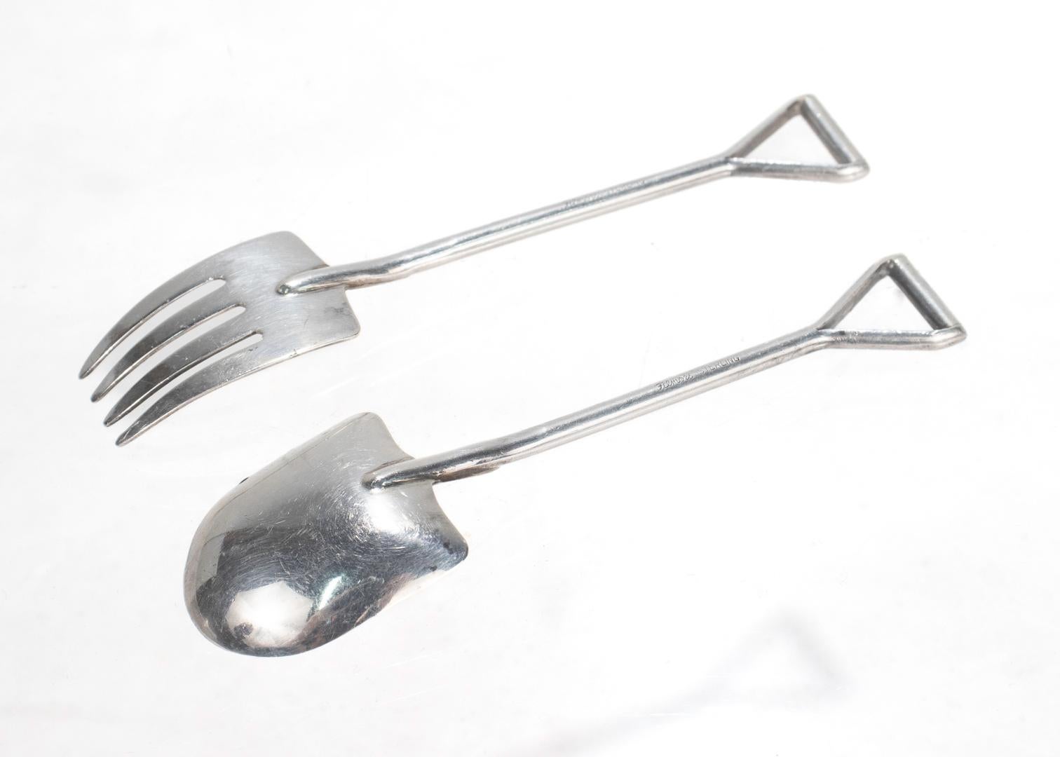 Skurrile Mid-Century Felmore Sterling Silber Schaufel & Spaten geformt Gabel & Löffel (Moderne)