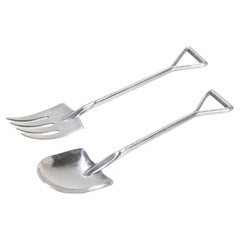 Skurrile Mid-Century Felmore Sterling Silber Schaufel & Spaten geformt Gabel & Löffel