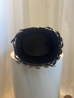 Whimsical Mid-Century Modern Metal Female Bust Planter with Aqua Floral Crown