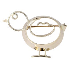 Whimsical Mid Century Tiffany & Co Chick Brooch in 14K Gold