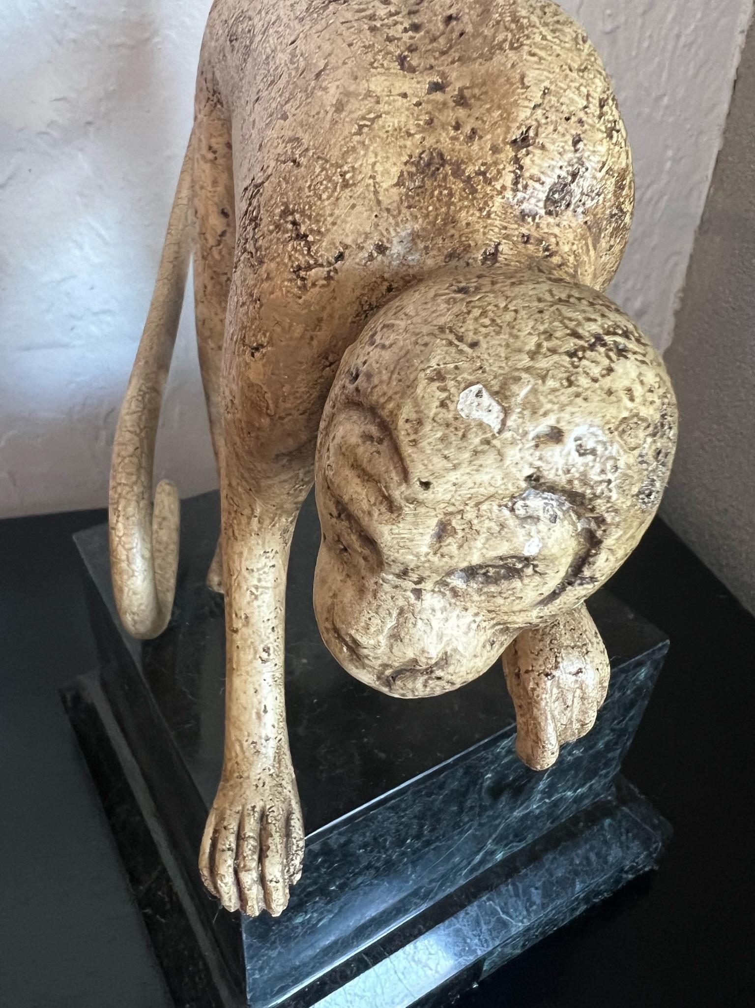 Whimsical Monkey Sculptures on Tessellated Stone Bases, Set of 3 In Good Condition In West Palm Beach, FL