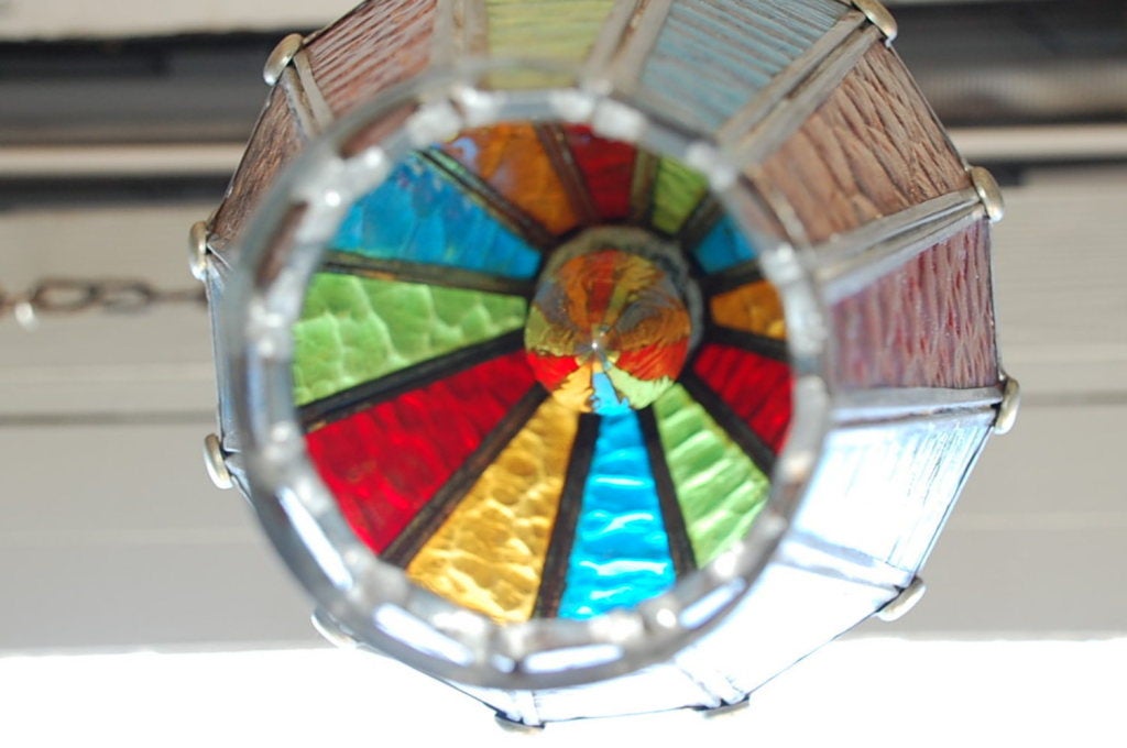 Whimsical Multicolored Glass Lantern 1