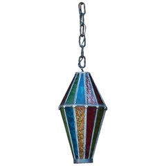 Whimsical Multicolored Glass Lantern