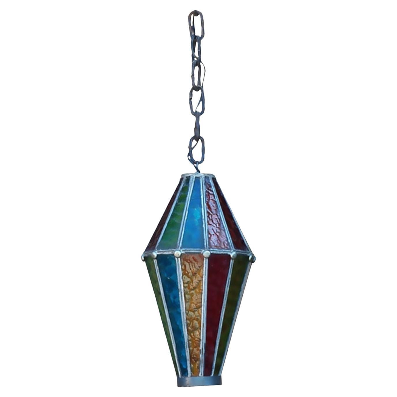 Whimsical Multicolored Glass Lantern For Sale at 1stDibs